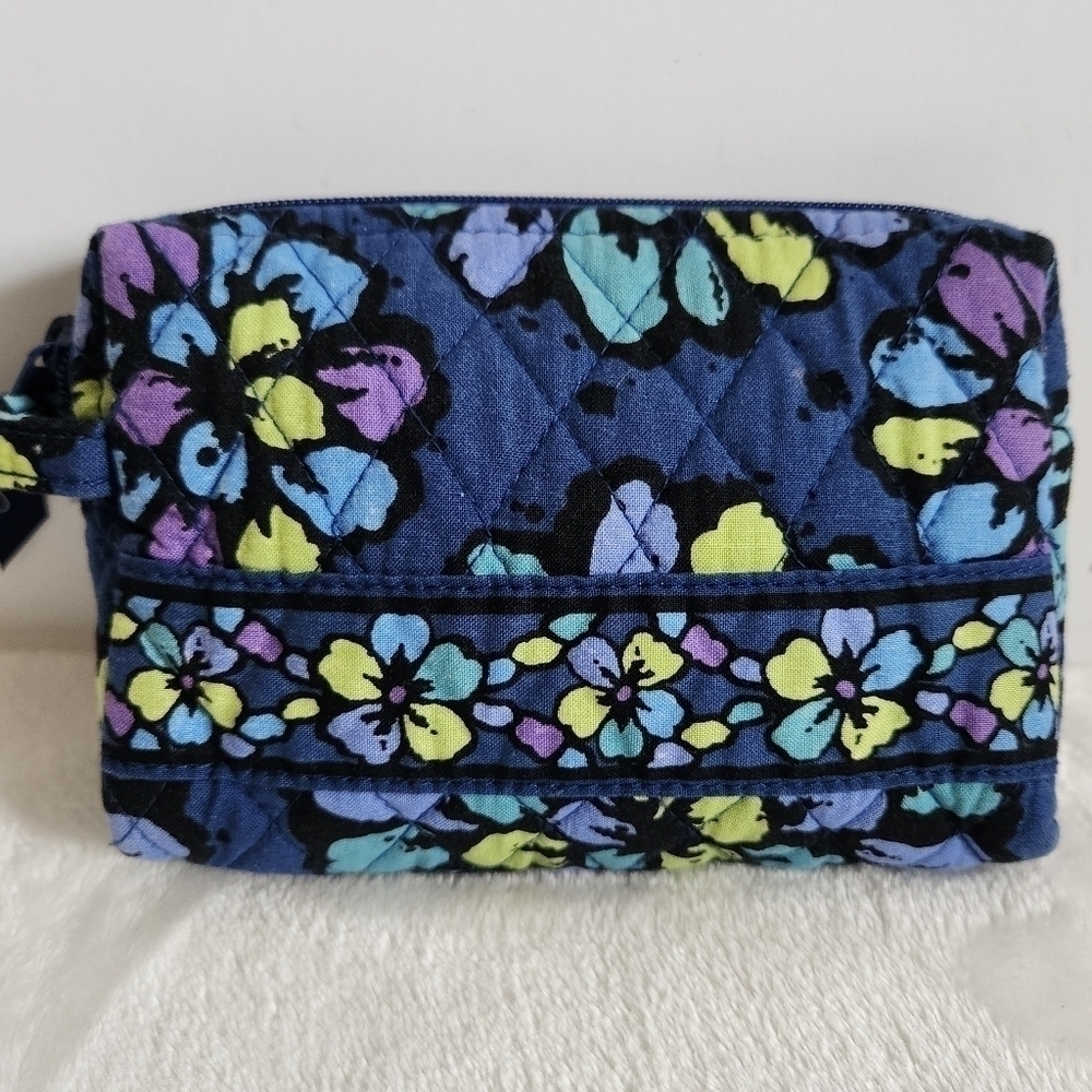 Vera Bradley Retired Indigo Pop Floral Flower Navy Blue Cosmetic Bag Pouch - Picture 2 of 9